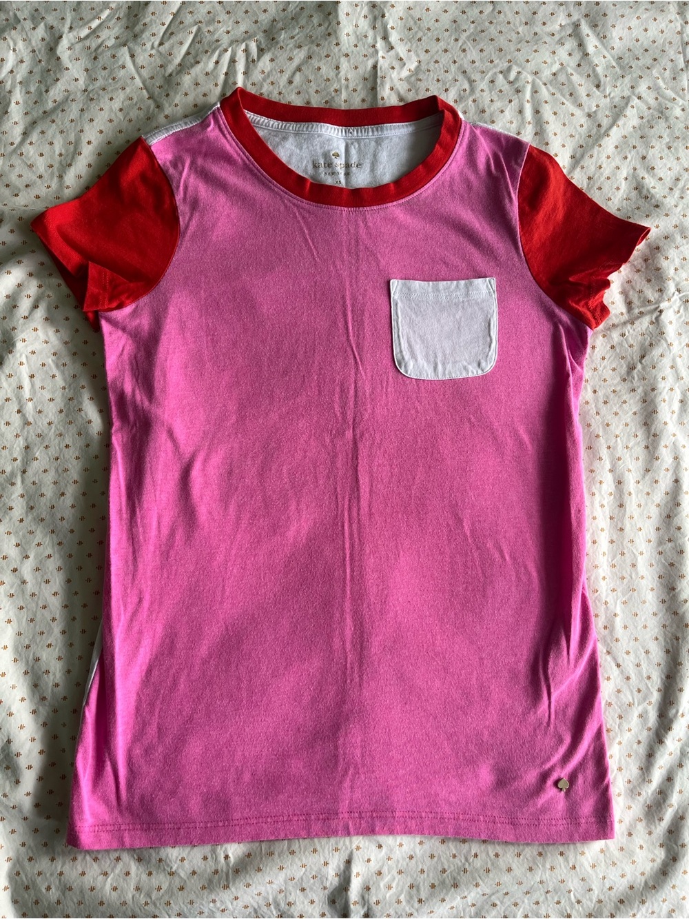 Kate Spade Colorblock Cap Sleeve Crew Neck T-Shirt, Size XS